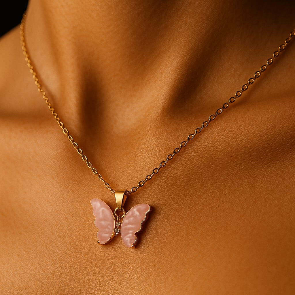 Butterfly Pendant with same earings