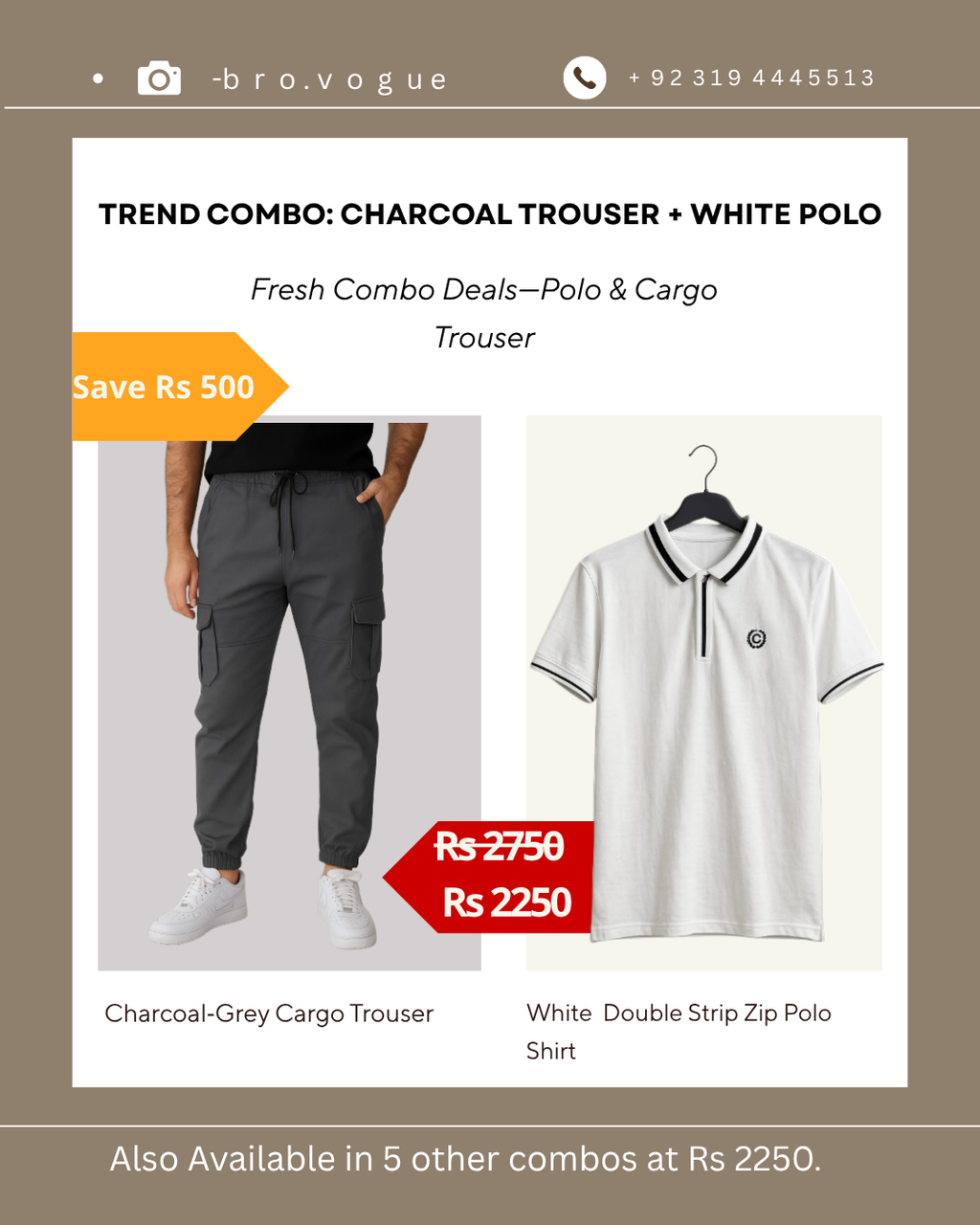 cargo trouser with polo shiort combo