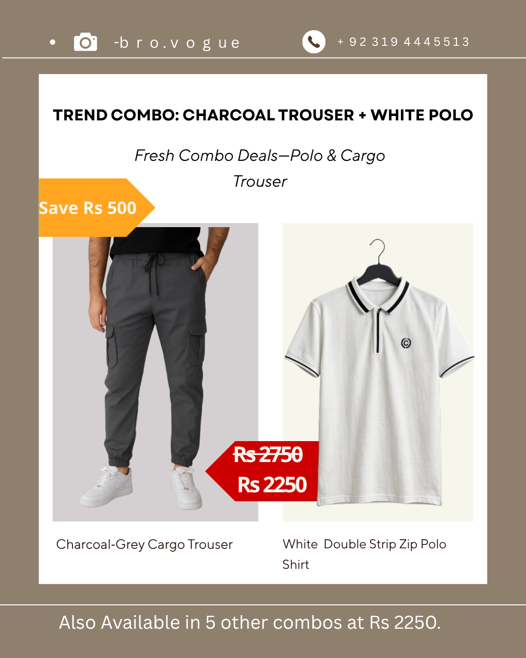 cargo trouser with polo shiort combo