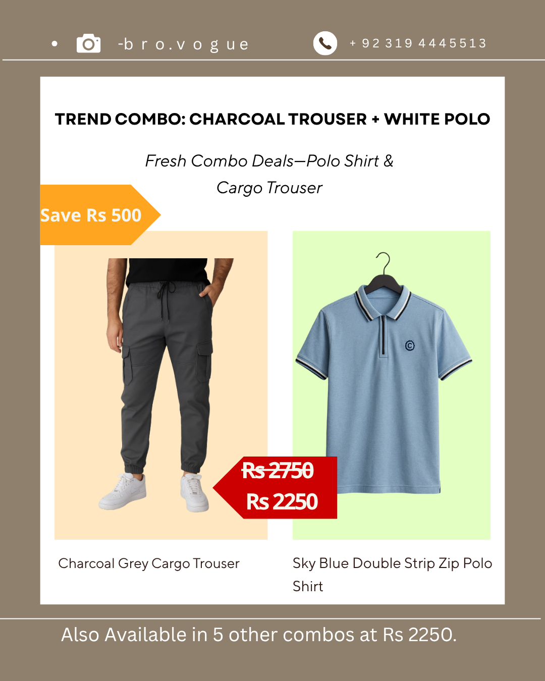 cargo trouser with polo shiort combo