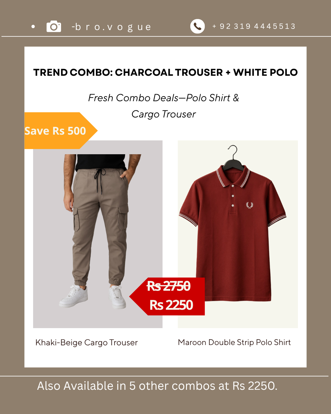 cargo trouser with polo shiort combo