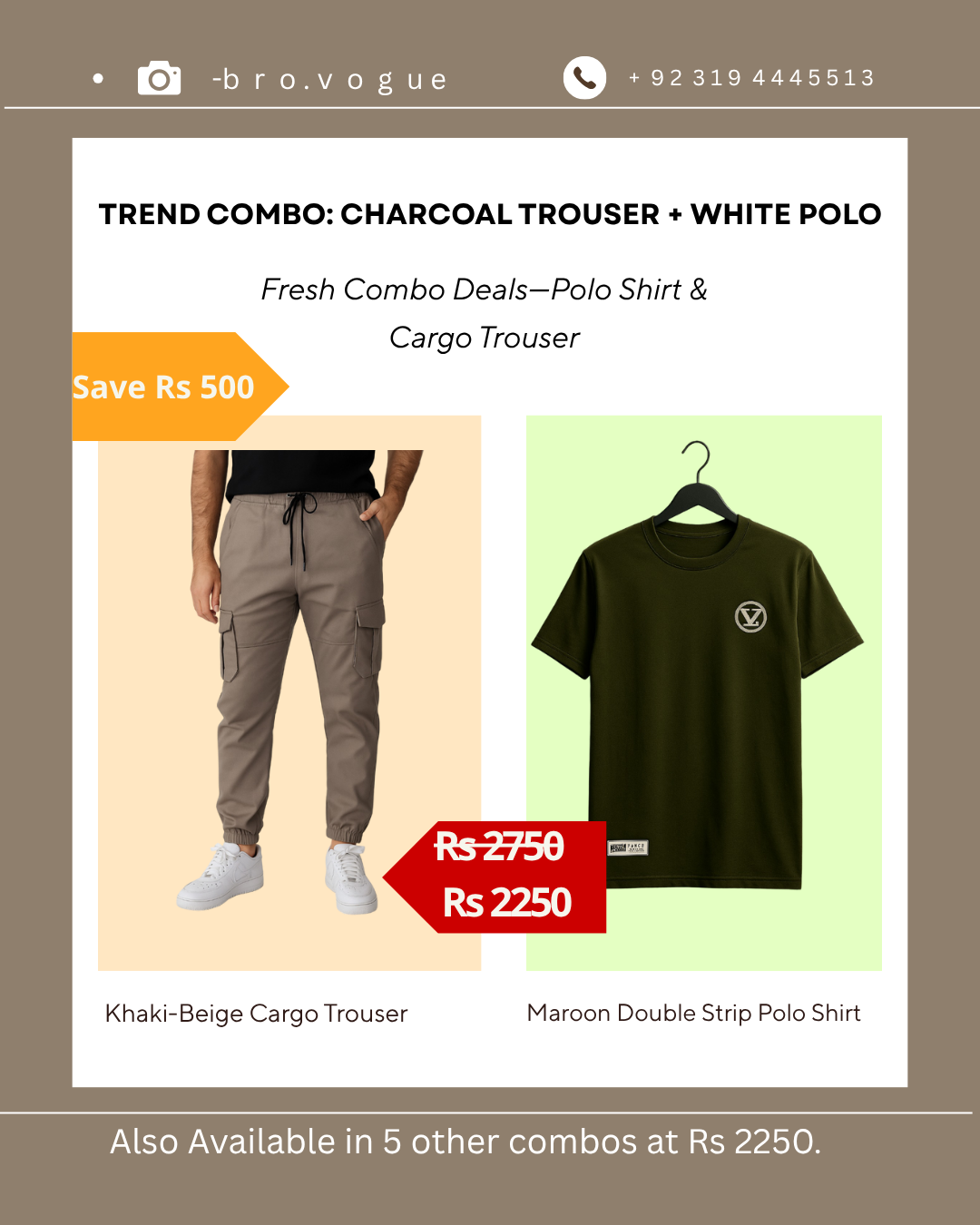 cargo trouser with polo shiort combo
