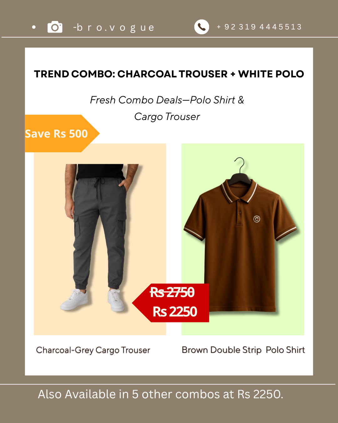 cargo trouser with polo shiort combo