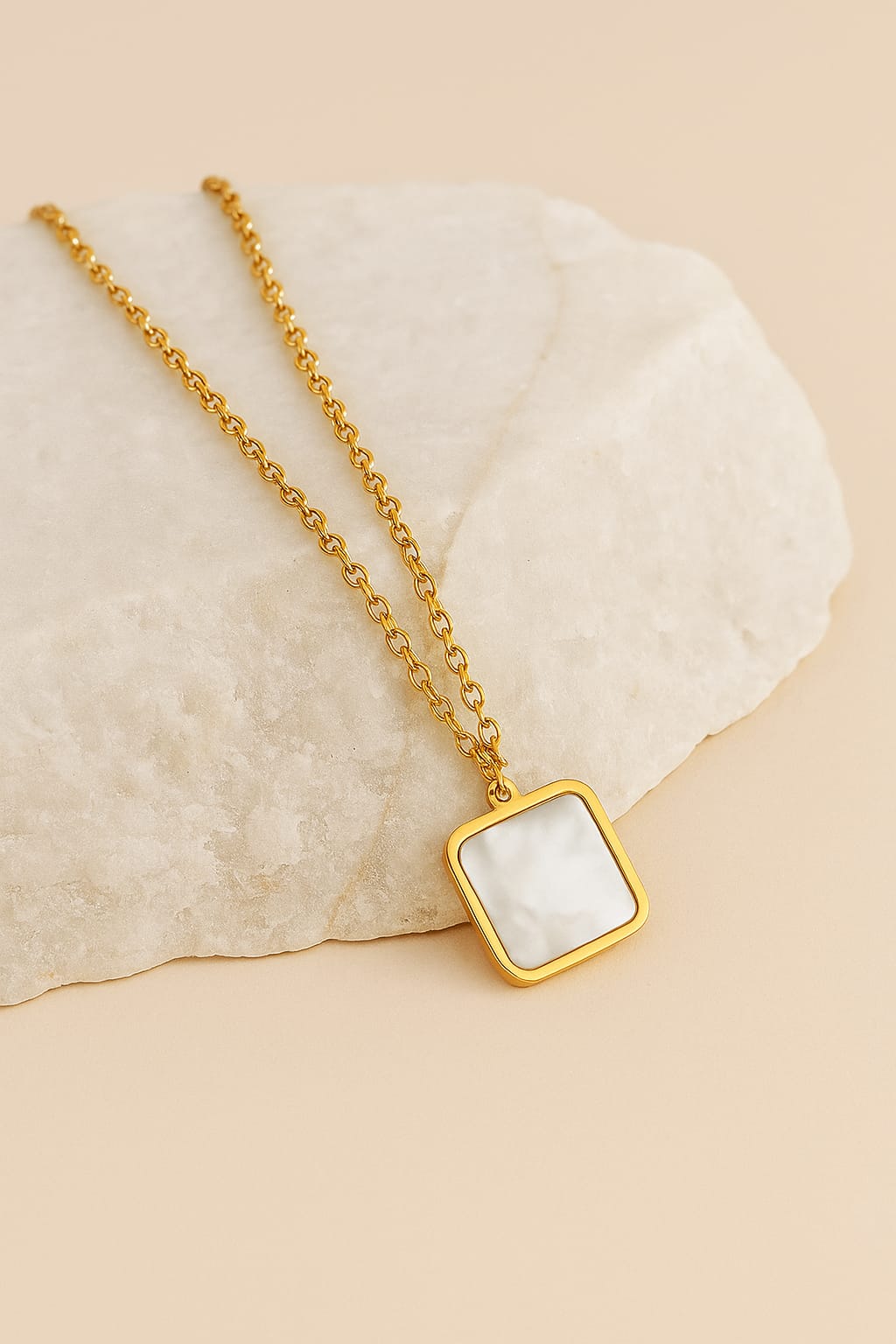 Stainless Steel Square Pendant with Earrings